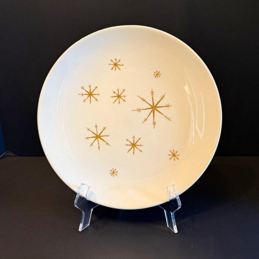 Royal China Star Glow 10" Dinner Plate Atomic Starburst MCM Vintage Ironstone